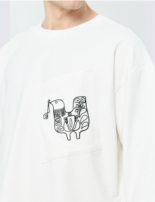 Картинка Футболка з кишенею та принтом «Птах свободи», oversize, біла